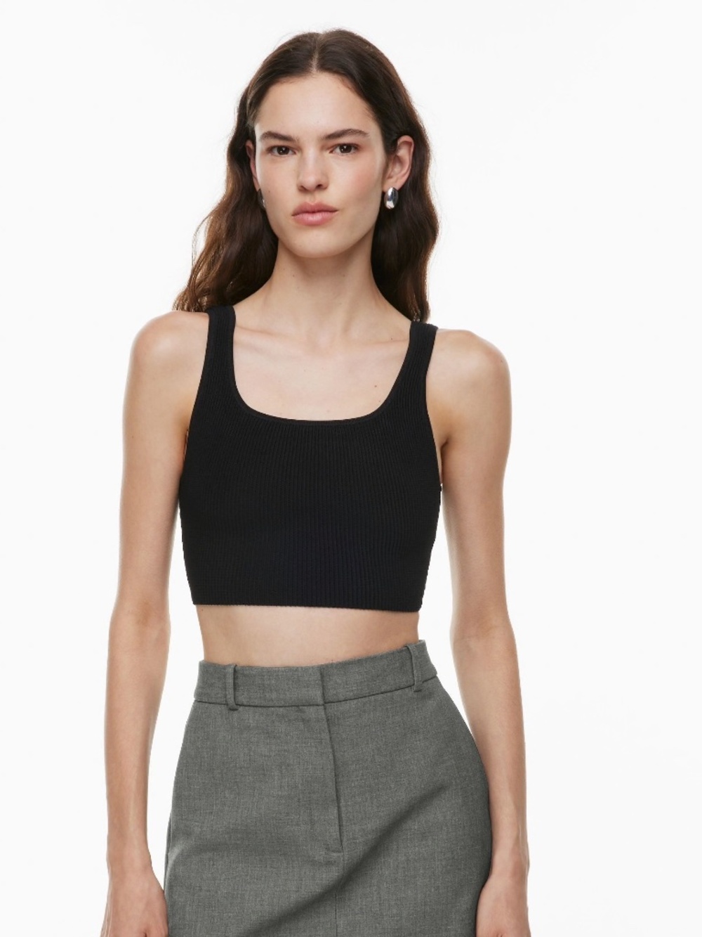 Aritizia Sculpt Knit Squareneck Black Tank Top Medium